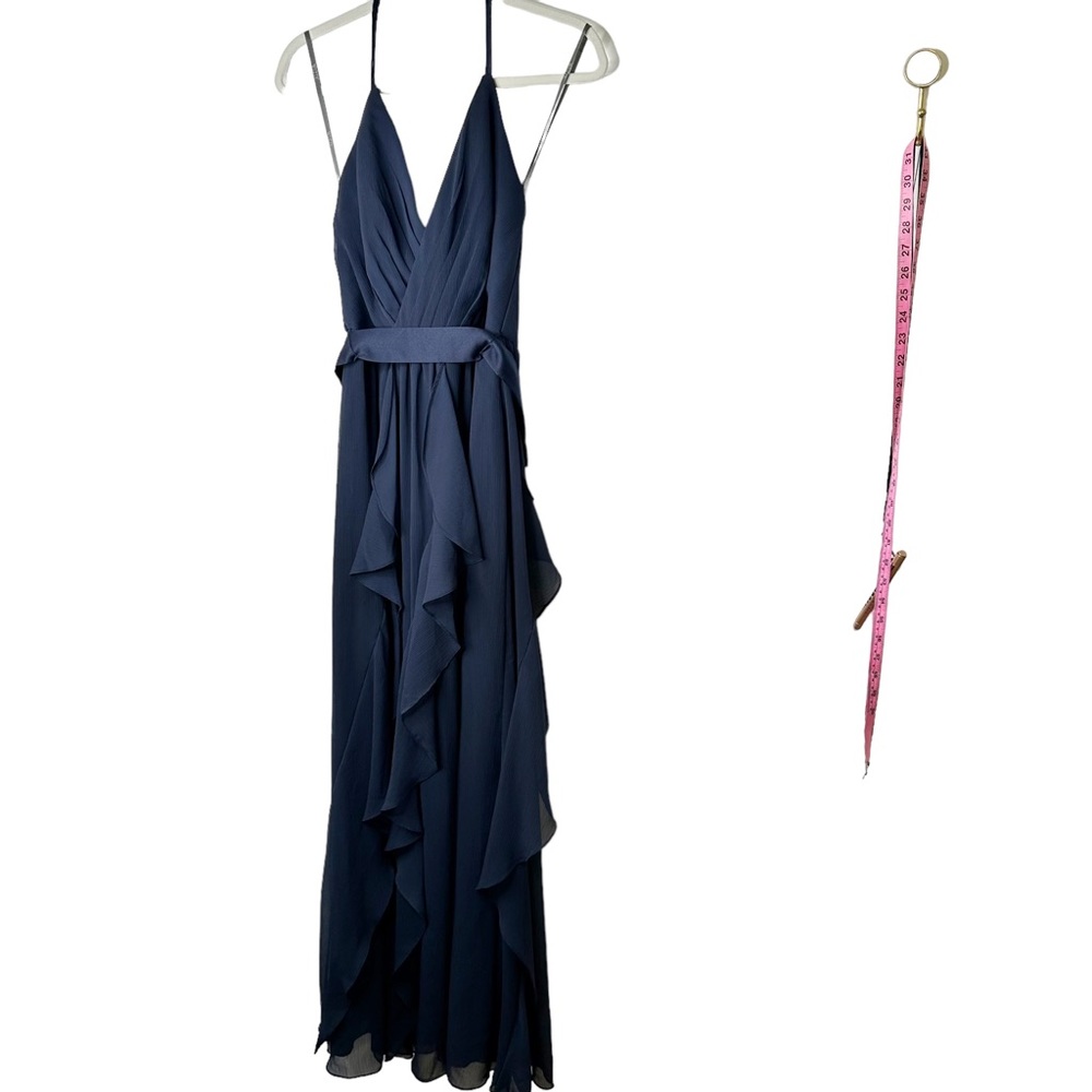 Vera Wang Ruffle Chiffon Formal Evening Gown Dress Size 4 - Picture 4 of 13